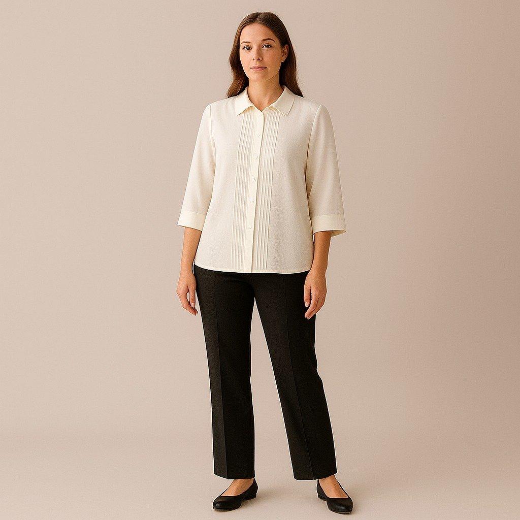 Ivory Pintuck Blouse — full garment fashion illustration