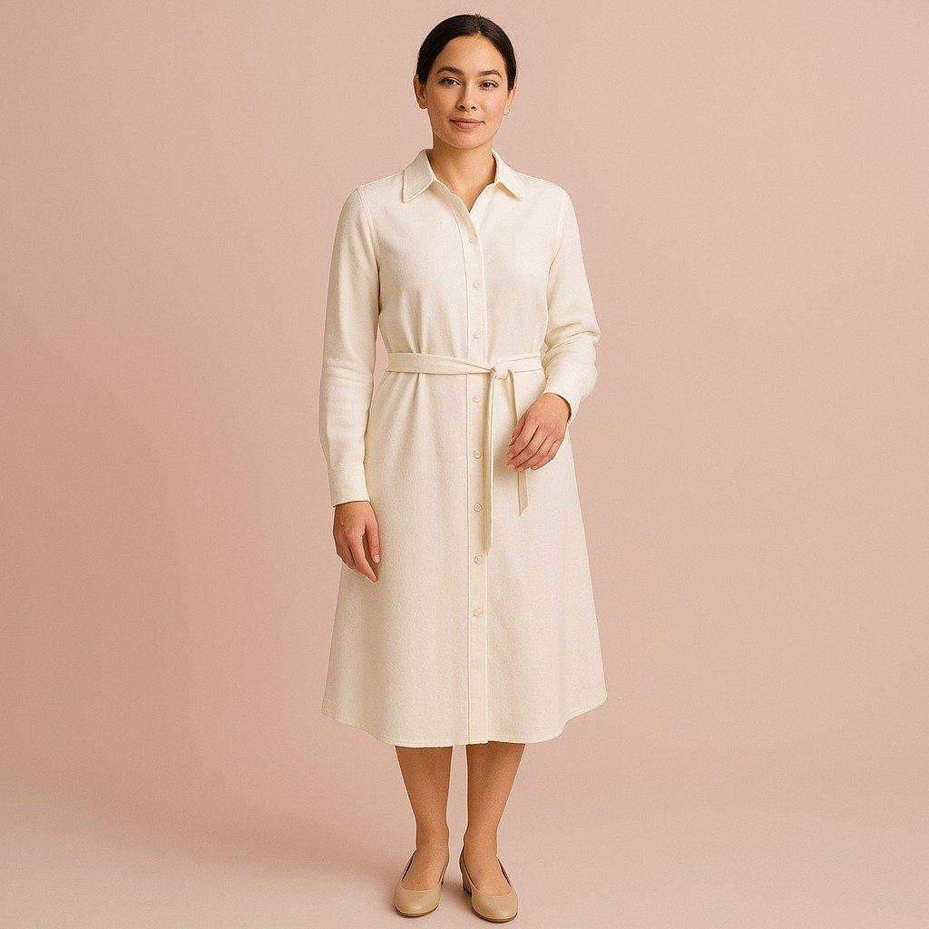 Ivory Shirt Dress — full garment fashion illustration